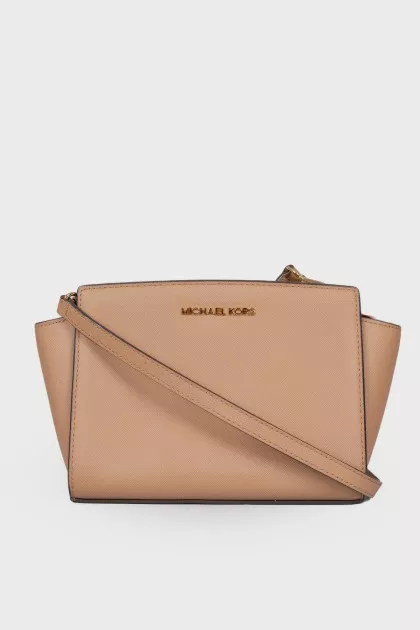 Leather trapezoid bag