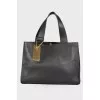 Black leather bag with mirror insert