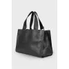 Black leather bag with mirror insert
