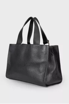 Black leather bag with mirror insert
