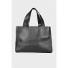 Black leather bag with mirror insert