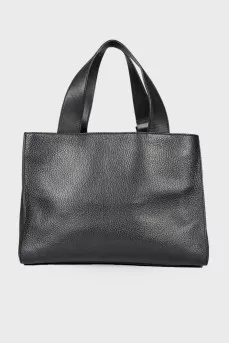 Black leather bag with mirror insert