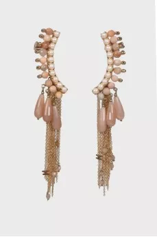 Earrings with rhinestones and chain