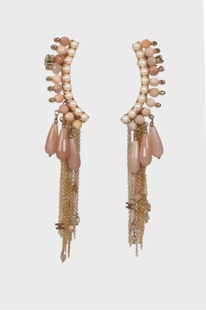 Earrings with rhinestones and chain