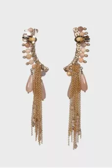 Earrings with rhinestones and chain