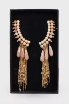 Earrings with rhinestones and chain
