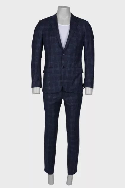 Checked wool suit for men