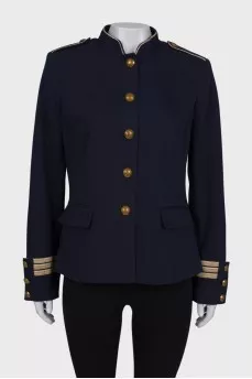 Blue jacket with gold cuffs