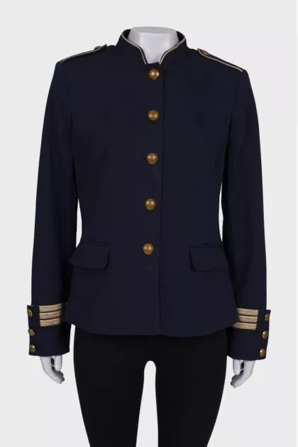 Blue jacket with gold cuffs