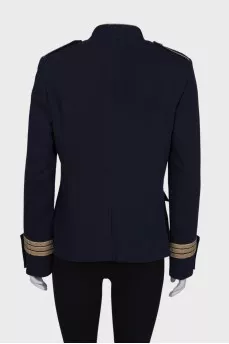 Blue jacket with gold cuffs