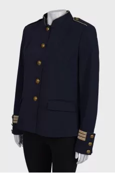 Blue jacket with gold cuffs