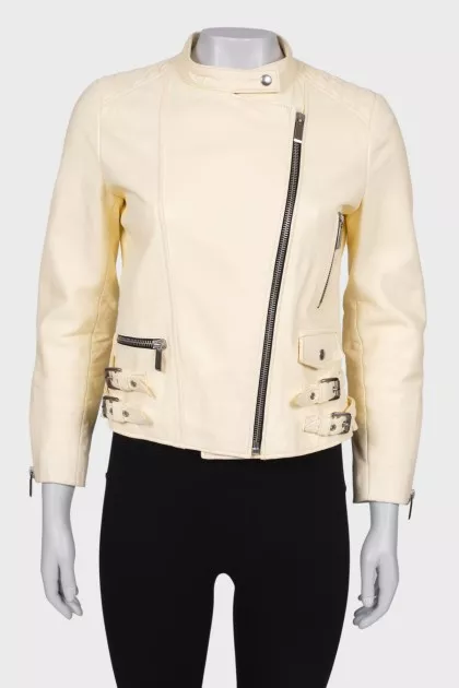 Cream color leather jacket