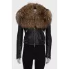 Leather jacket with fur
