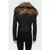 Leather jacket with fur