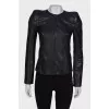 Leather jacket with shoulder pads
