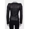 Leather jacket with shoulder pads