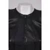 Leather jacket with shoulder pads