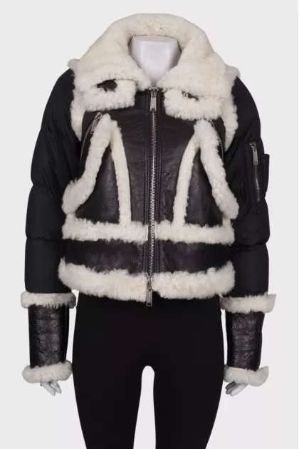 Combined sheepskin coat with fur