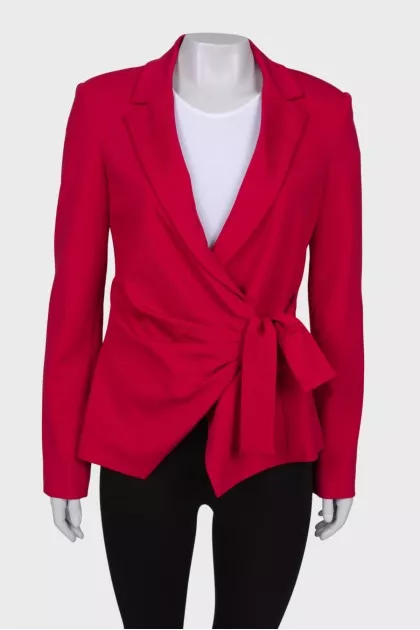 Red wrap jacket with tag