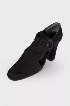 Suede black heels