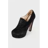 Lace-up suede ankle boots