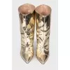 Patent gold ankle boots