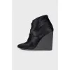 Ankle boots with pony skin wedges
