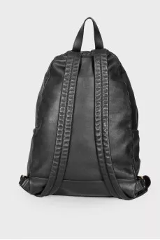 Decorated leather backpack