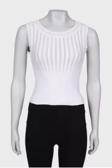 White sleeveless top