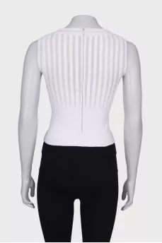 White sleeveless top