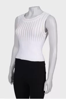 White sleeveless top