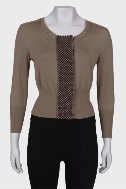 Cardigan with wooden beads