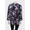 Navy blue print blouse