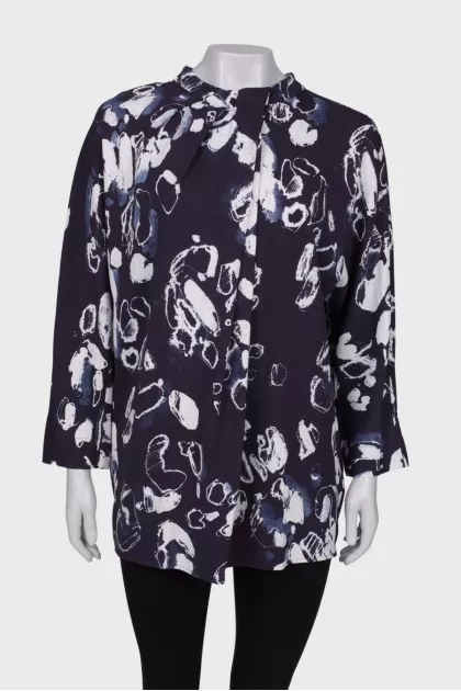 Navy blue print blouse