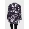 Navy blue print blouse