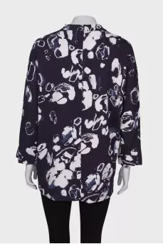 Navy blue print blouse