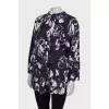 Navy blue print blouse