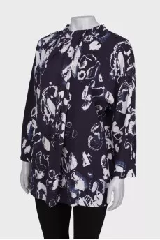 Navy blue print blouse