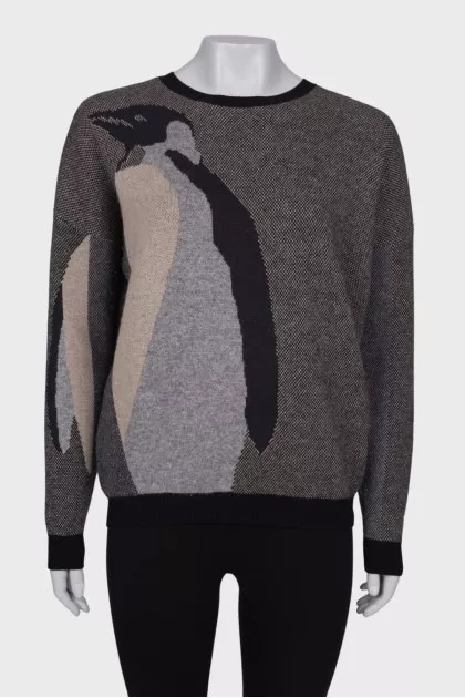 Printed wool sweater