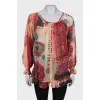 Printed silk blouse