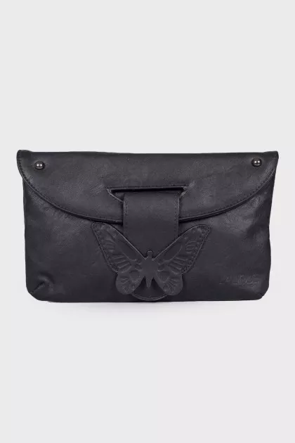 Butterfly leather clutch