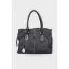Leather black bag with keychain