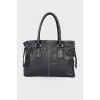 Leather black bag with keychain