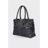 Leather black bag with keychain
