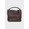 Brown Nappa Intrecciato Frame Tote Colonial Bag
