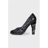 Mesh leather heels 