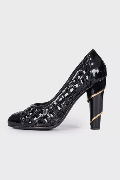Mesh leather heels 