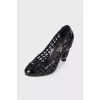 Mesh leather heels 