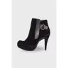 Buckle suede ankle boots