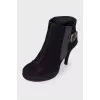 Buckle suede ankle boots